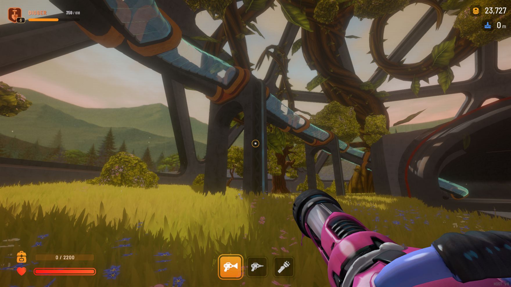 Playing on the surface, with the level bar and coin count on screen